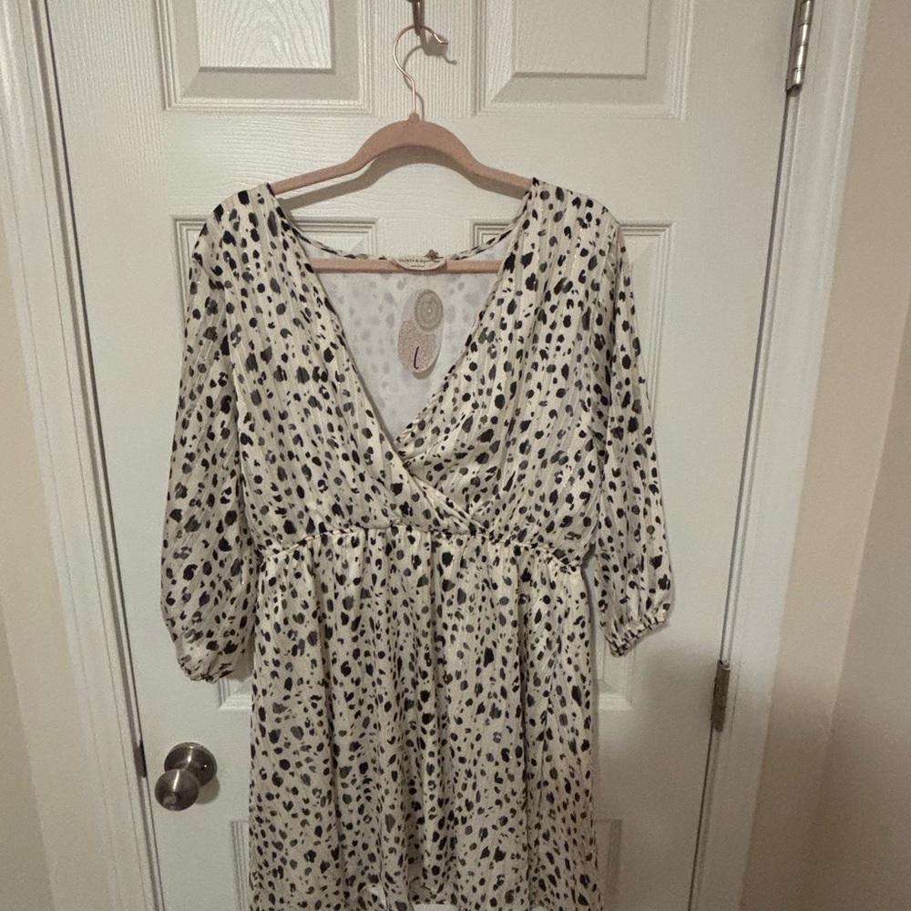 Elegant Long Sleeve Leopard Print Dress